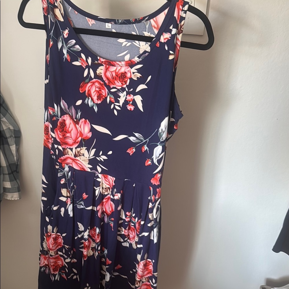 Pink Floral Sundress Scoop Neck Sleeveless